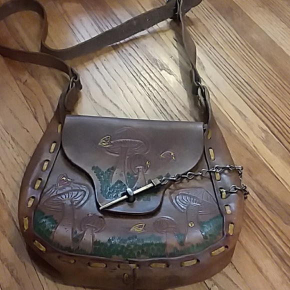 Vintage Handbags - Vintage leather mushroom design shoulder bag